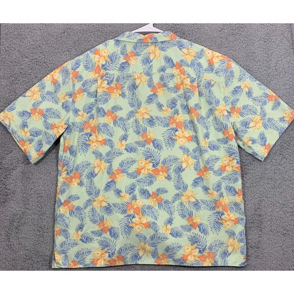 Large (L) Hawaiian Tropical Flowers Print Shirt Silk Cotton Blend Button-down - Picture 6 of 12